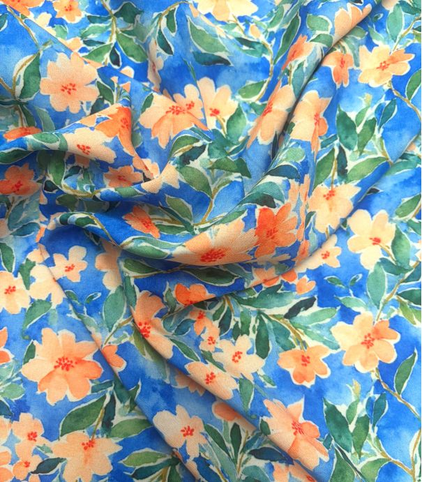 Tissu viscose - Fleurs d'Oranger