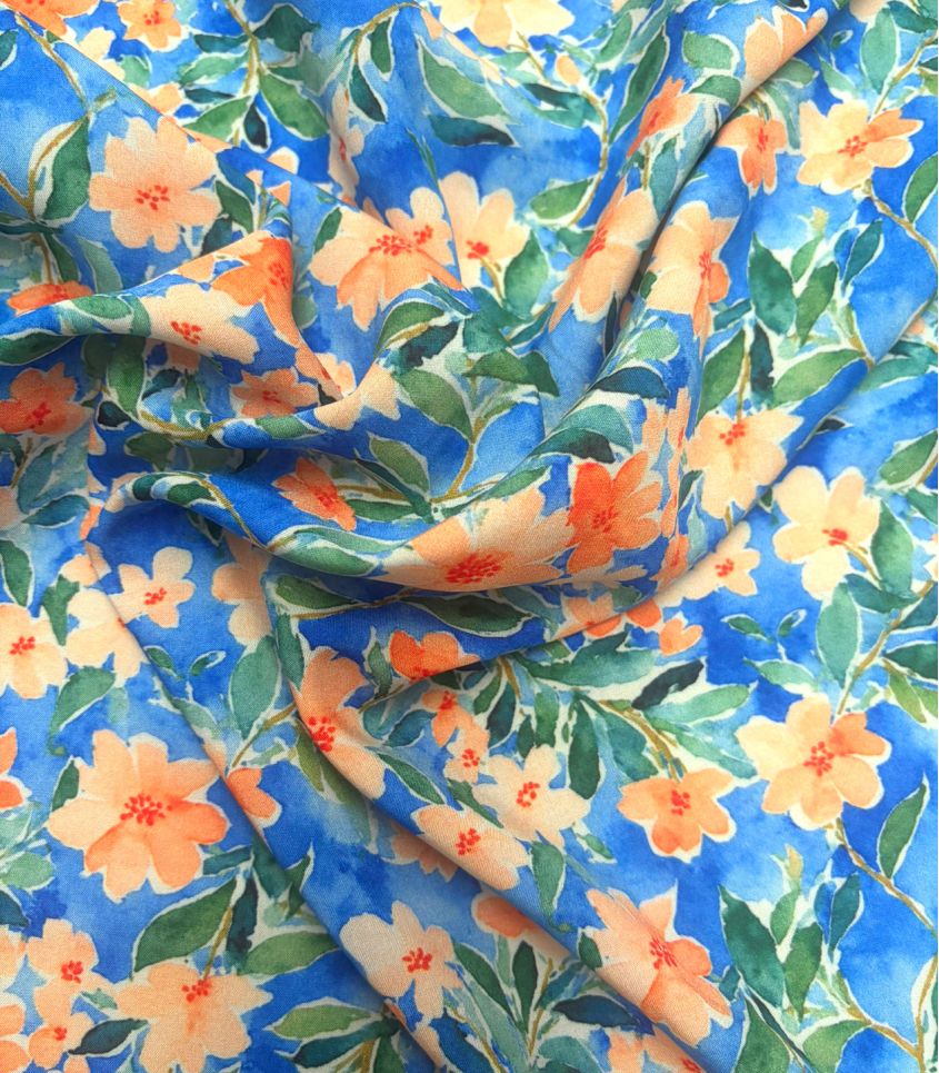 Tissu viscose - Fleurs d'Oranger