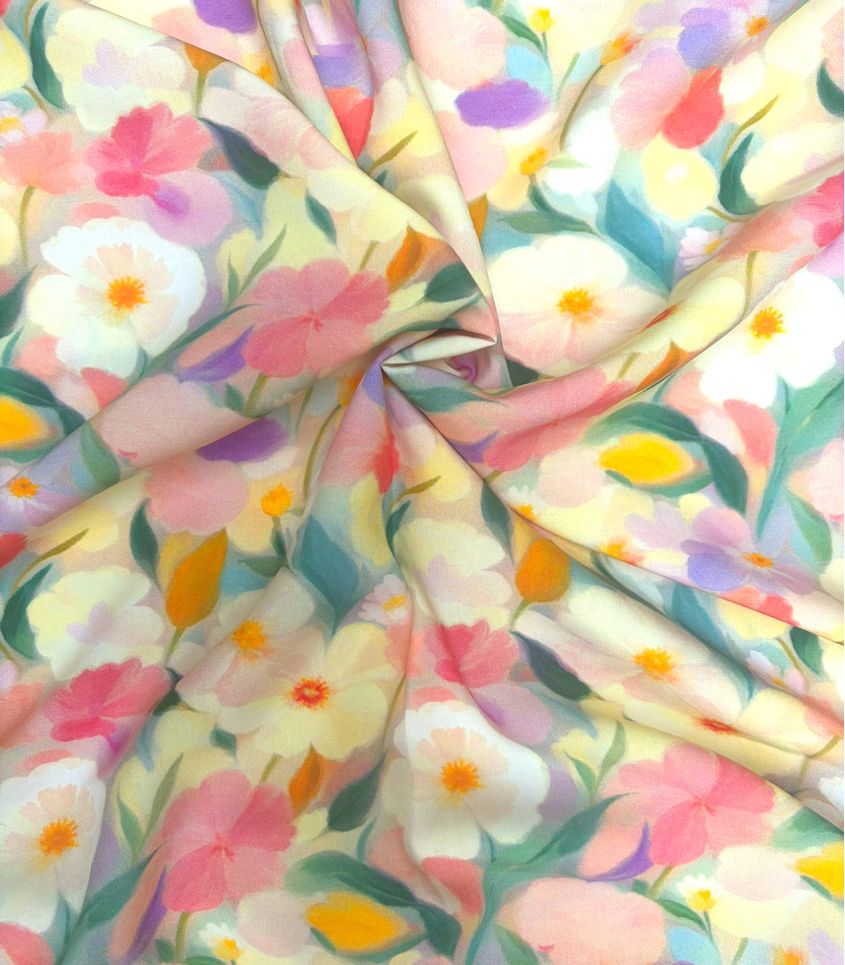Tissu viscose - Bouquet de pensées