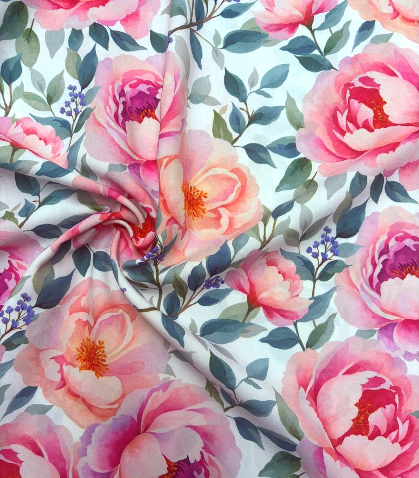 Tissu viscose - Bouquet de pensées