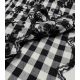 Tissu coton festonné - Vichy Noir & Broderie