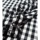 Tissu coton festonné - Vichy Noir & Broderie