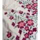 Tissu lin viscose festonné - Fleurs brodées cerise