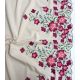 Tissu lin viscose festonné - Fleurs brodées cerise