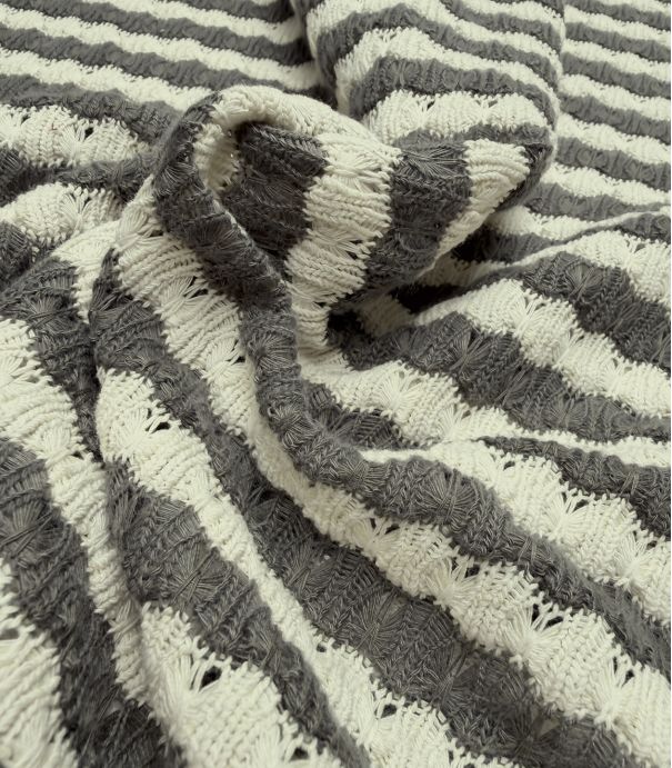 Tissu maille fantaisie rayée - Stone
