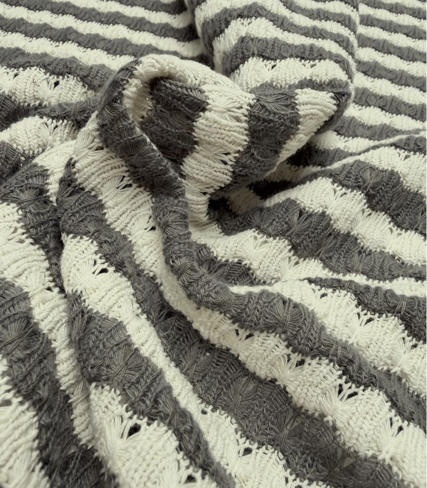 Tissu maille fantaisie rayée - Stone