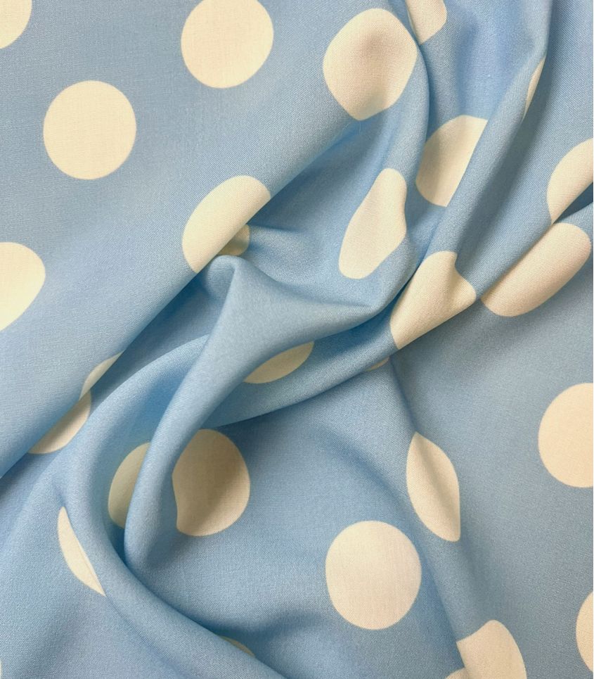 Tissu viscose Jolis pois - Ciel