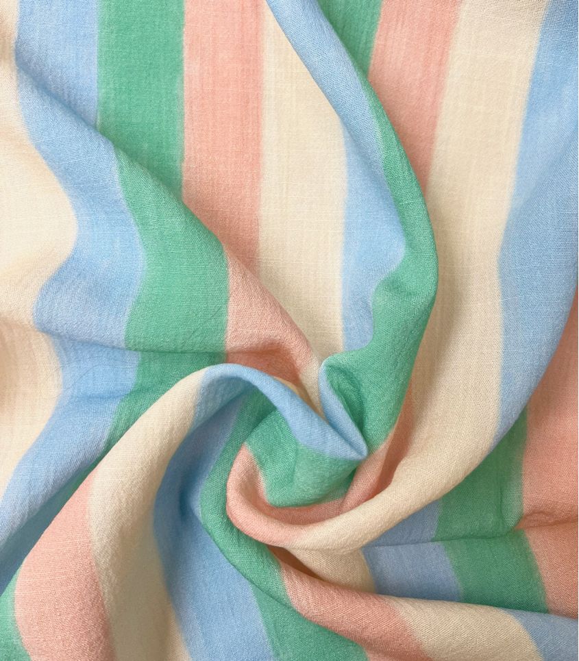 Tissu crêpe viscose - Rayure Sorbet