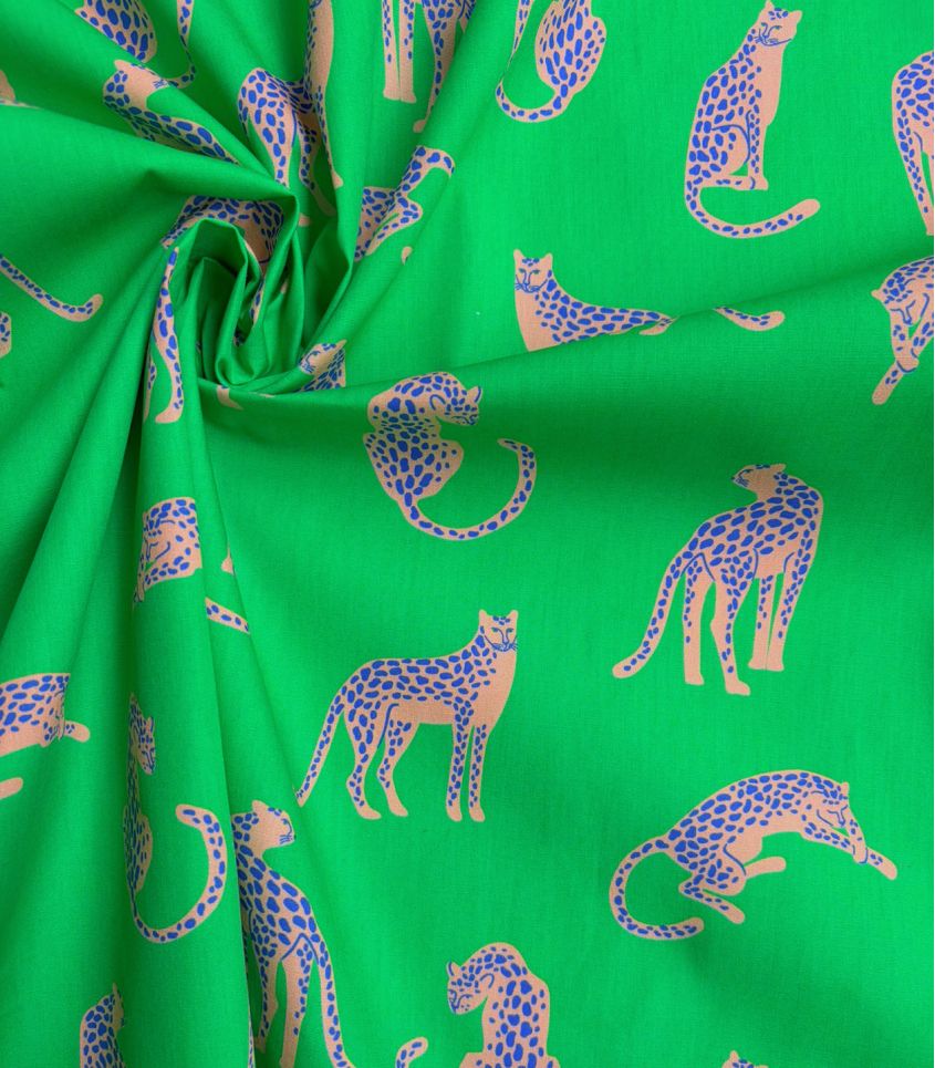 Tissu popeline Jaguar - Vert pomme