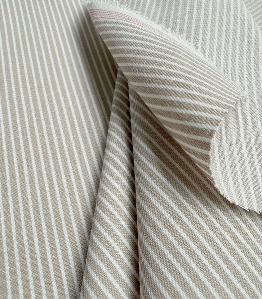 Tissu coton - Rayure Oshkosh - Beige
