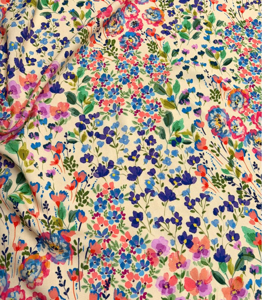 Tissu viscose Jachère fleurie