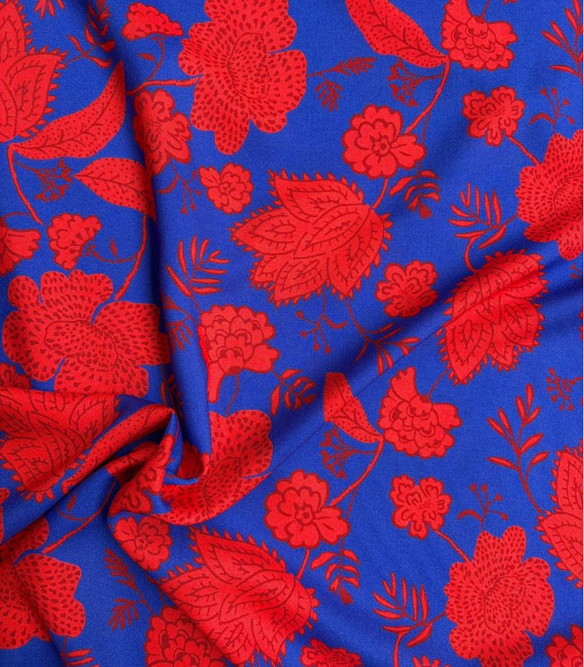 Tissu viscose Khimsar - Bleu Rouge