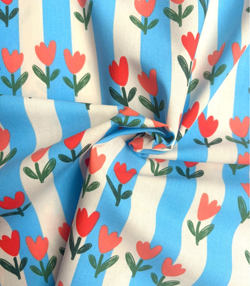Tissu coton Tulipes and Stripes