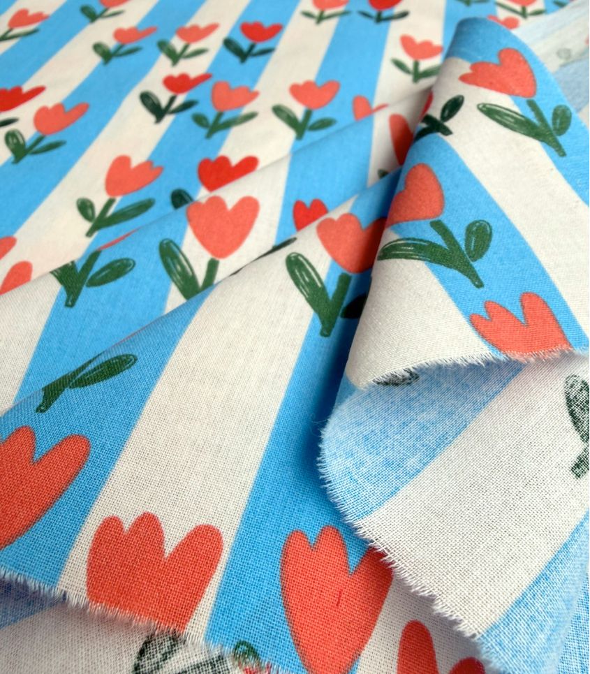 Tissu coton Tulipes and Stripes Tissu coton Tulipes and Stripes