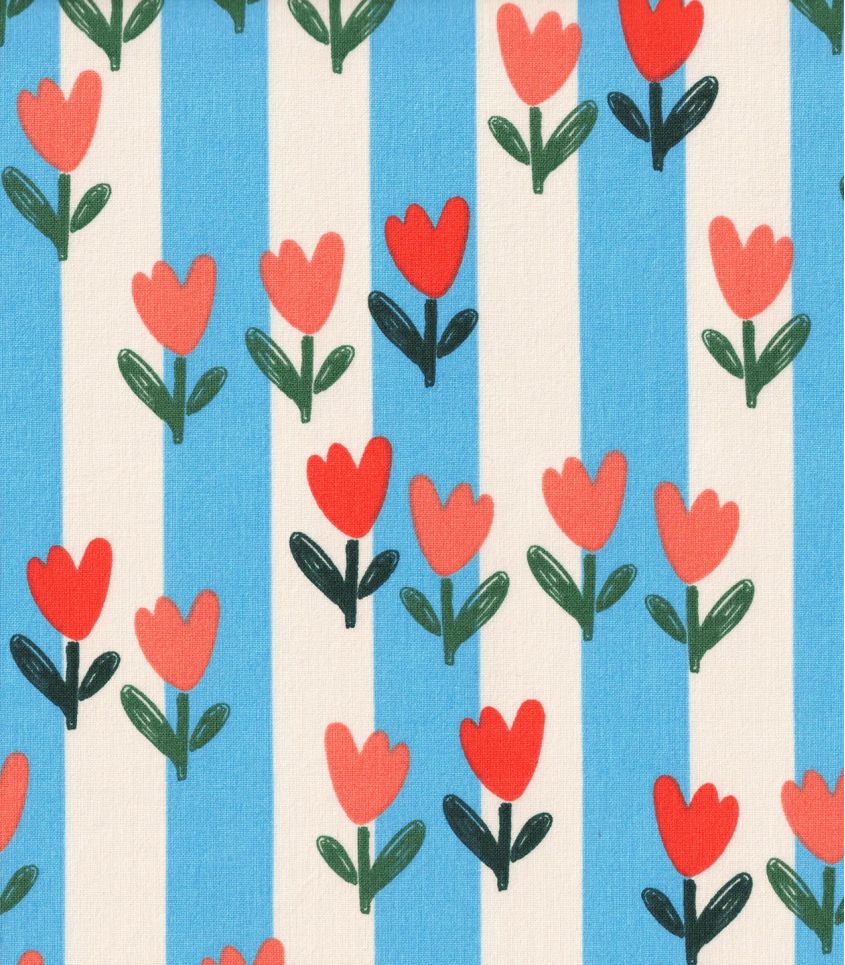 Tissu coton Tulipes and Stripes Tissu coton Tulipes and Stripes
