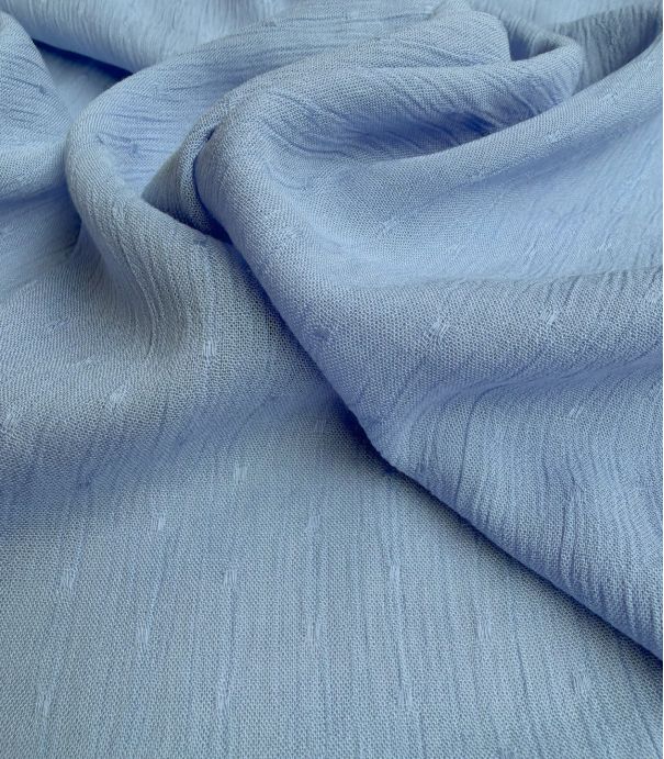 Tissu viscose plumetis crinkle - Ciel