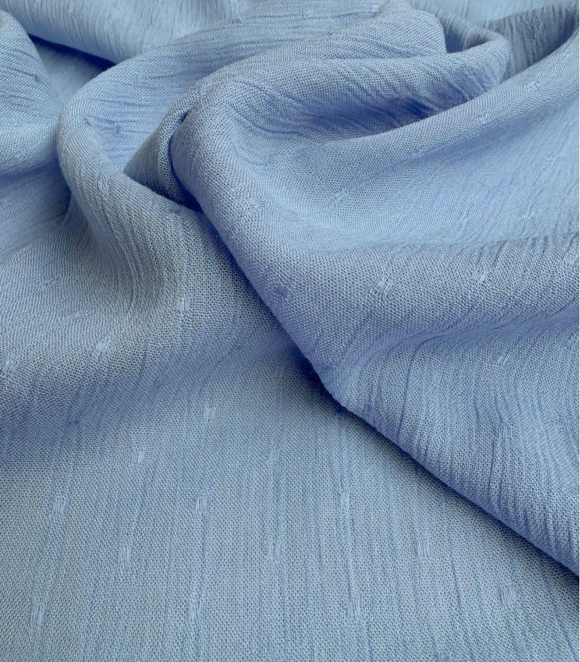 Tissu viscose plumetis crinkle - Ciel