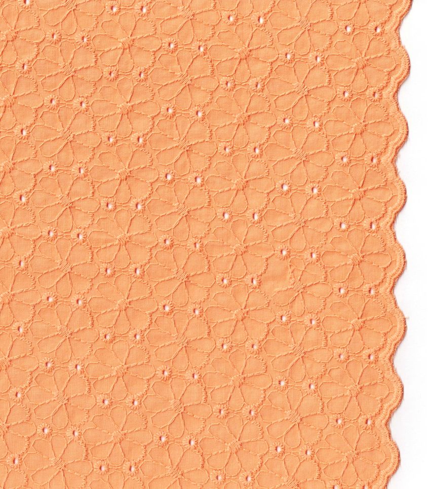 Tissu broderie anglaise festonnée - Pâquerette Abricot Tissu broderie anglaise festonnée - Pâquerette Abricot