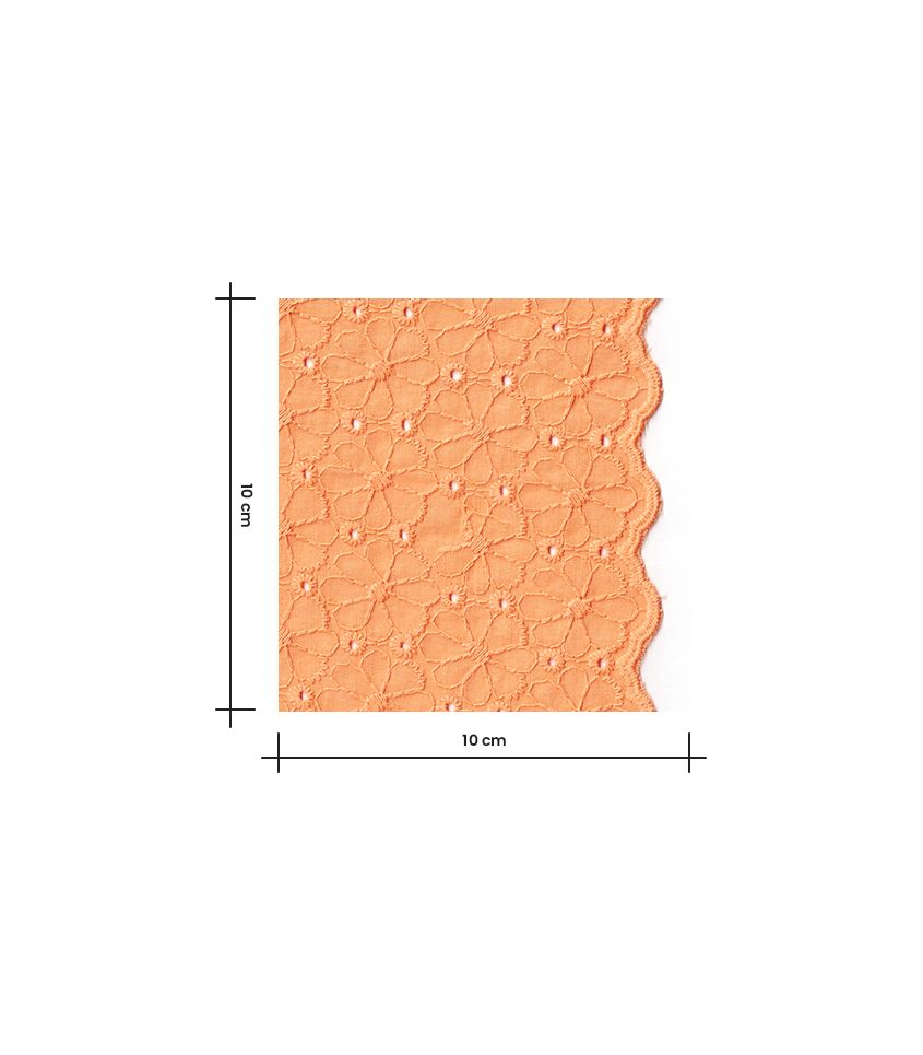 Tissu broderie anglaise festonnée - Pâquerette Abricot Tissu broderie anglaise festonnée - Pâquerette Abricot