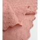Tissu broderie anglaise festonnée - Pâquerette Rose thé