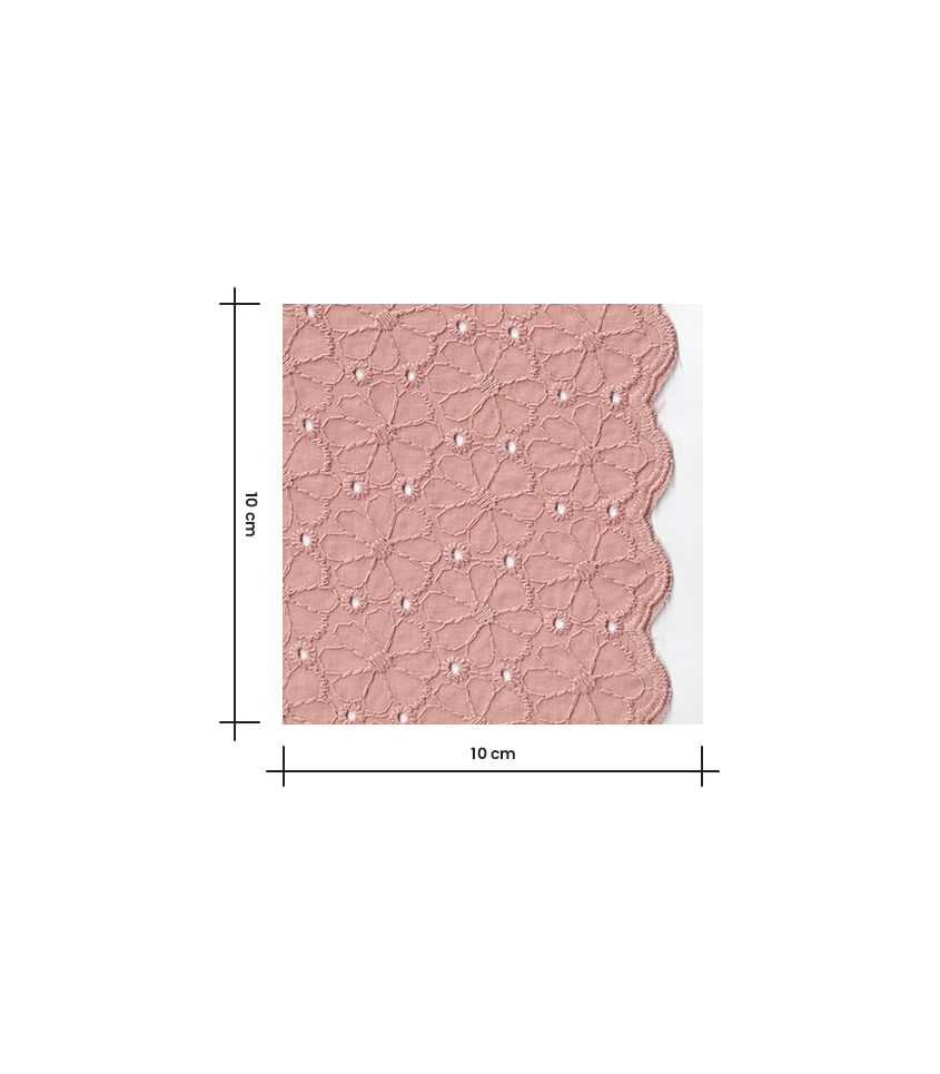 Tissu broderie anglaise festonnée - Pâquerette Rose thé Tissu broderie anglaise festonnée - Pâquerette Rose thé