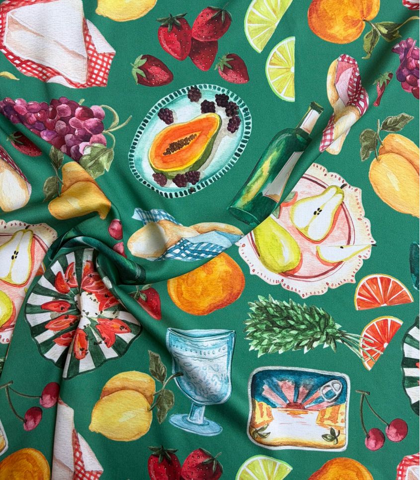 Tissu satin viscose - Picnic Green