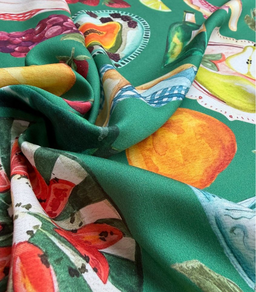 Tissu satin viscose - Picnic Green Tissu satin viscose - Picnic Green