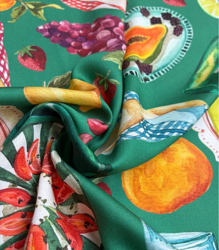 Tissu satin viscose - Picnic Green Tissu satin viscose - Picnic Green