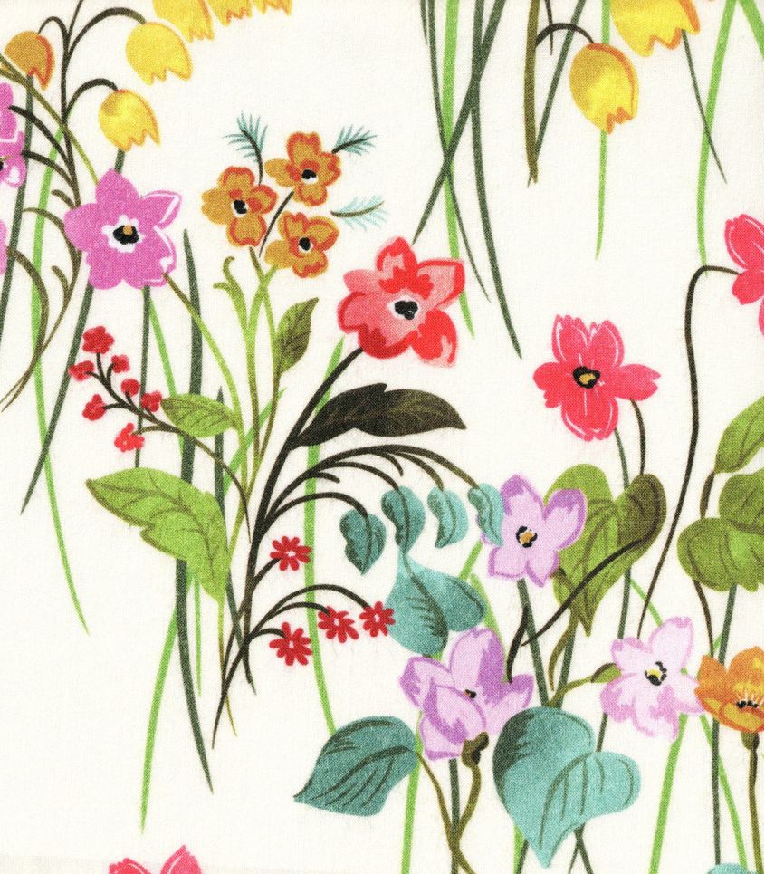 Tissu satin viscose - Jardin champêtre Tissu satin viscose - Jardin champêtre