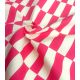 Tissu canvas damier - Ecru Fuchsia