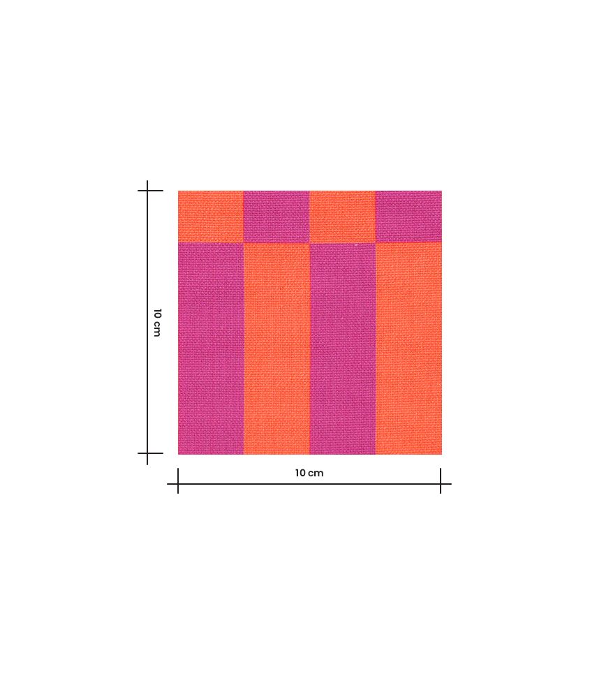 Tissu canvas damier - Orange Fuchsia Tissu canvas damier - Orange Fuchsia