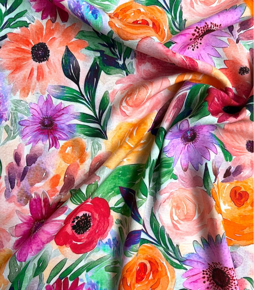 Tissu viscose - Printemps fleuri