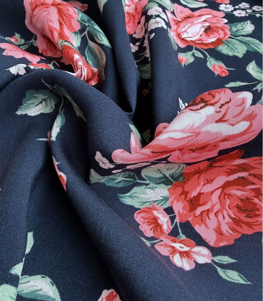 Tissu viscose - Rose de Minuit Tissu viscose - Rose de Minuit