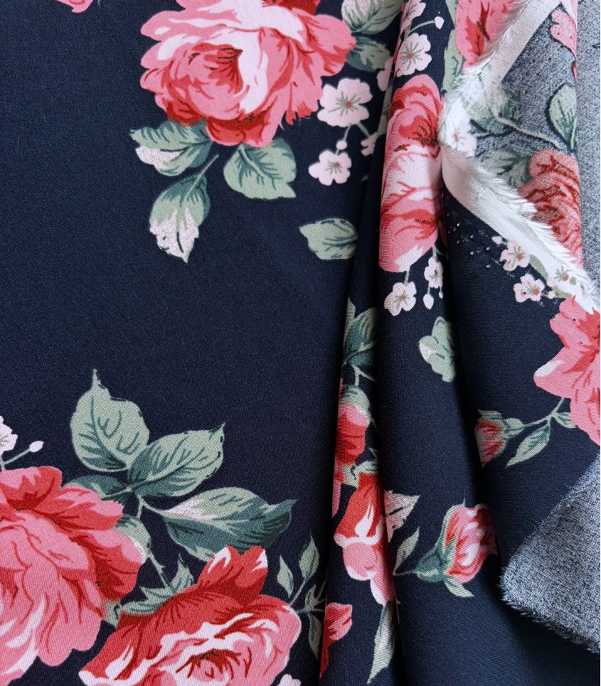 Tissu viscose - Rose de Minuit Tissu viscose - Rose de Minuit