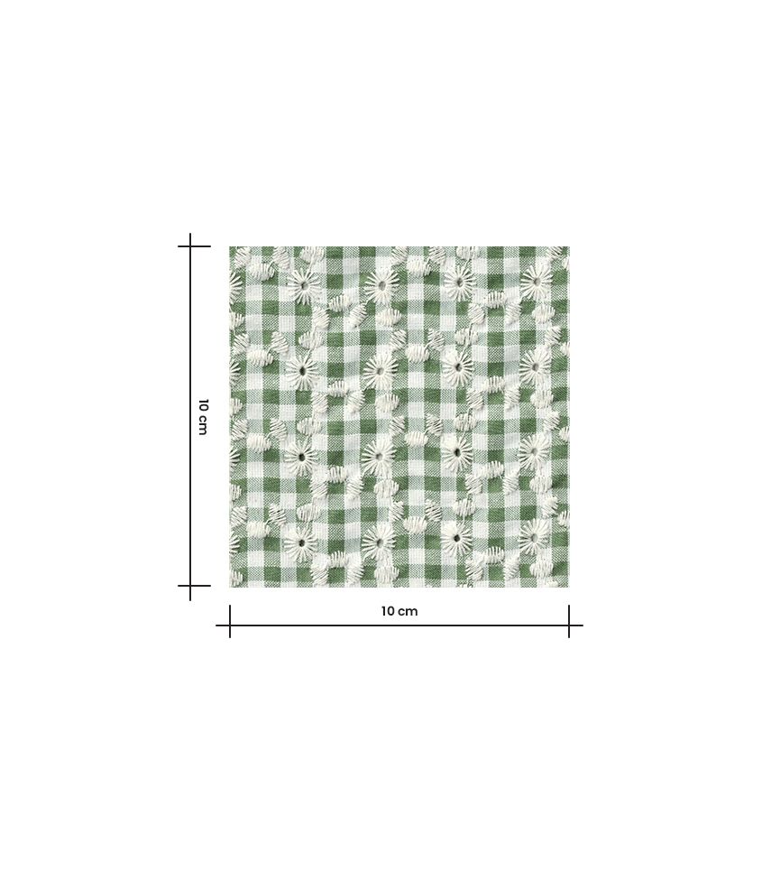 Tissu vichy brodé - Vert Tilleul Tissu vichy brodé - Vert Tilleul
