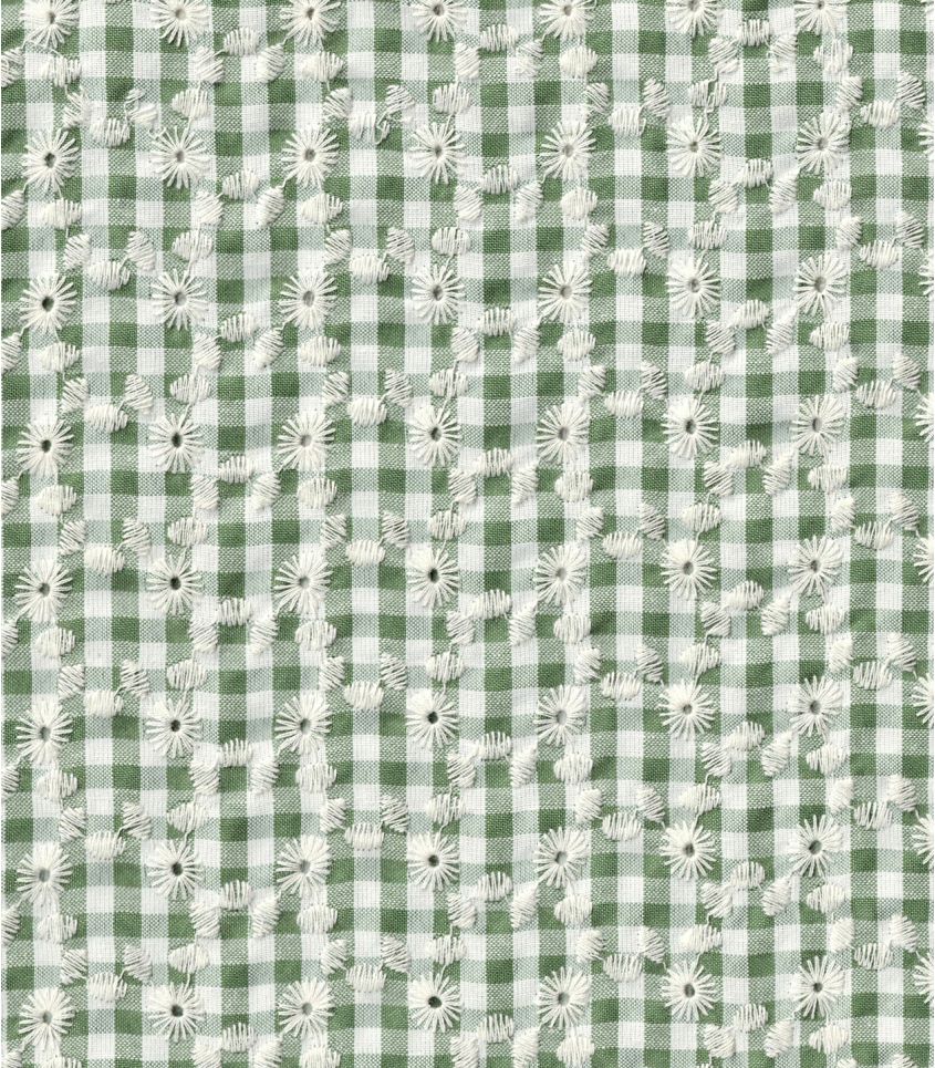 Tissu vichy brodé - Vert Tilleul Tissu vichy brodé - Vert Tilleul