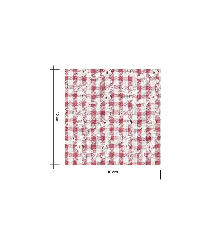Tissu vichy brodé - Rose thé Tissu vichy brodé - Rose thé
