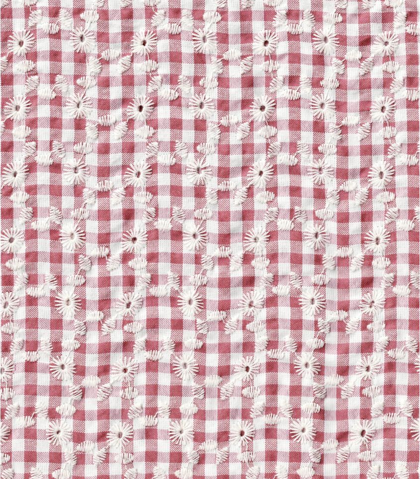 Tissu vichy brodé - Rose thé Tissu vichy brodé - Rose thé