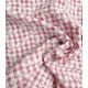Tissu vichy brodé - Rose thé