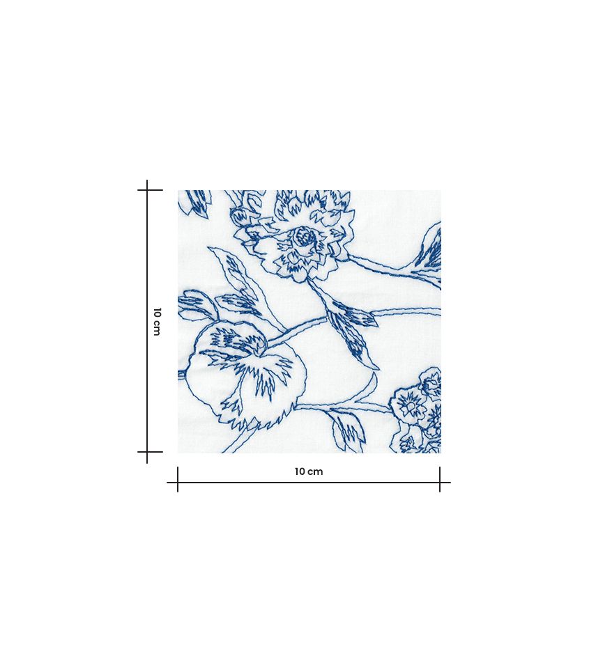 Tissu voile brodé - Porcelaine Tissu voile brodé - Porcelaine