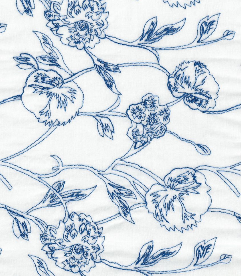Tissu voile brodé - Porcelaine Tissu voile brodé - Porcelaine