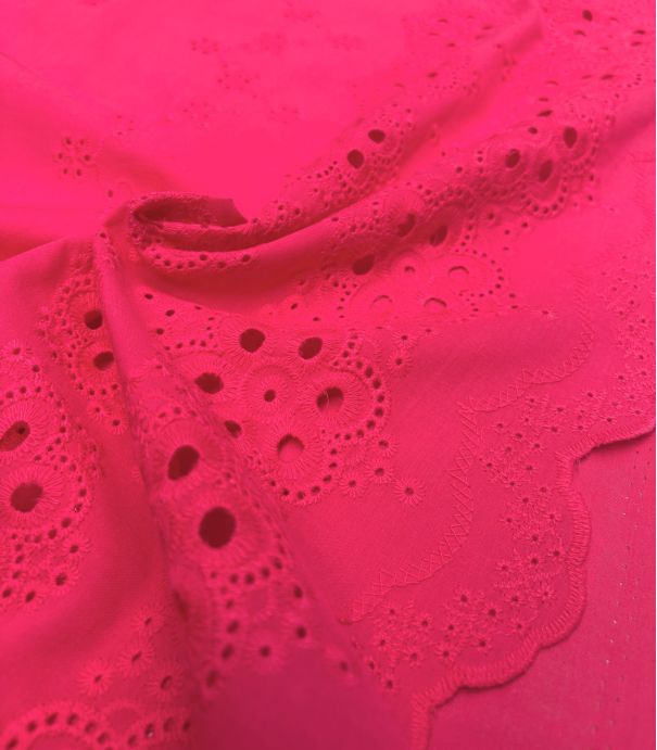 Tissu broderie anglaise festonnée - Bougainvillier