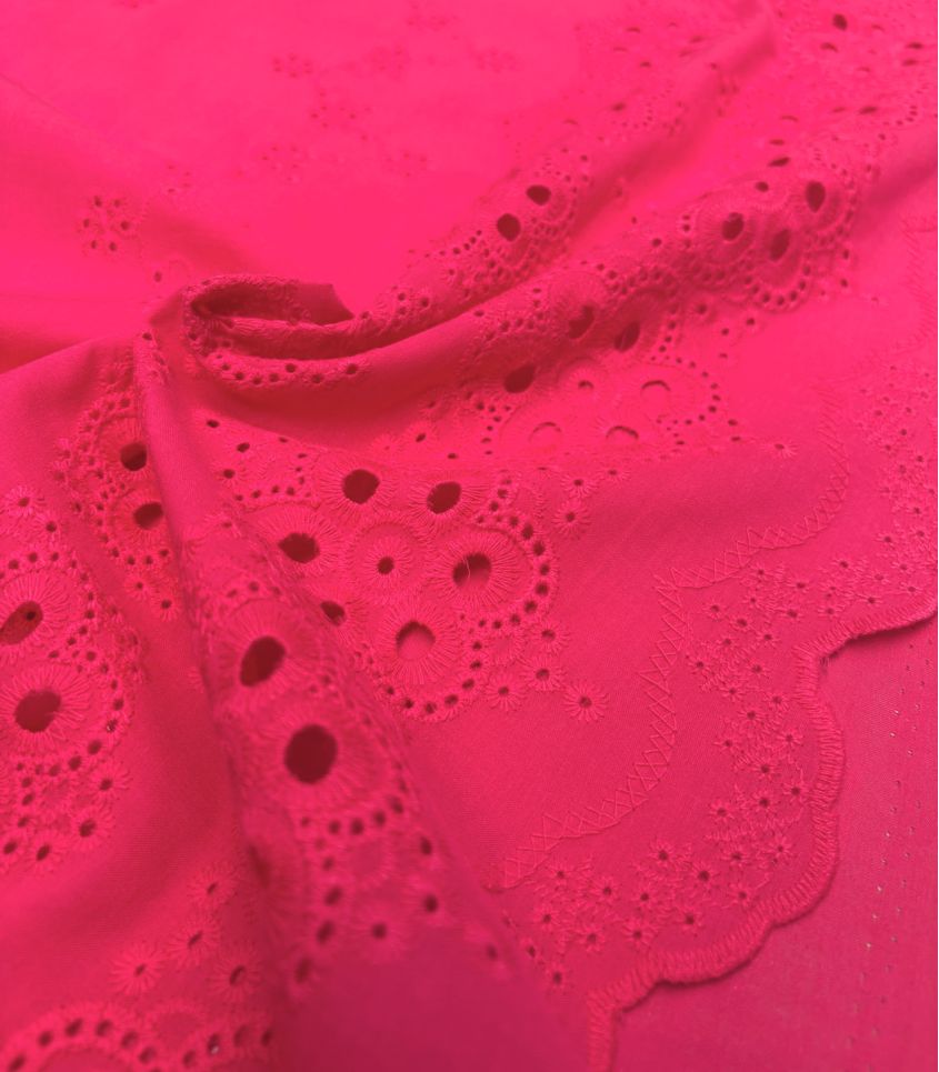 Tissu broderie anglaise festonnée - Bougainvillier
