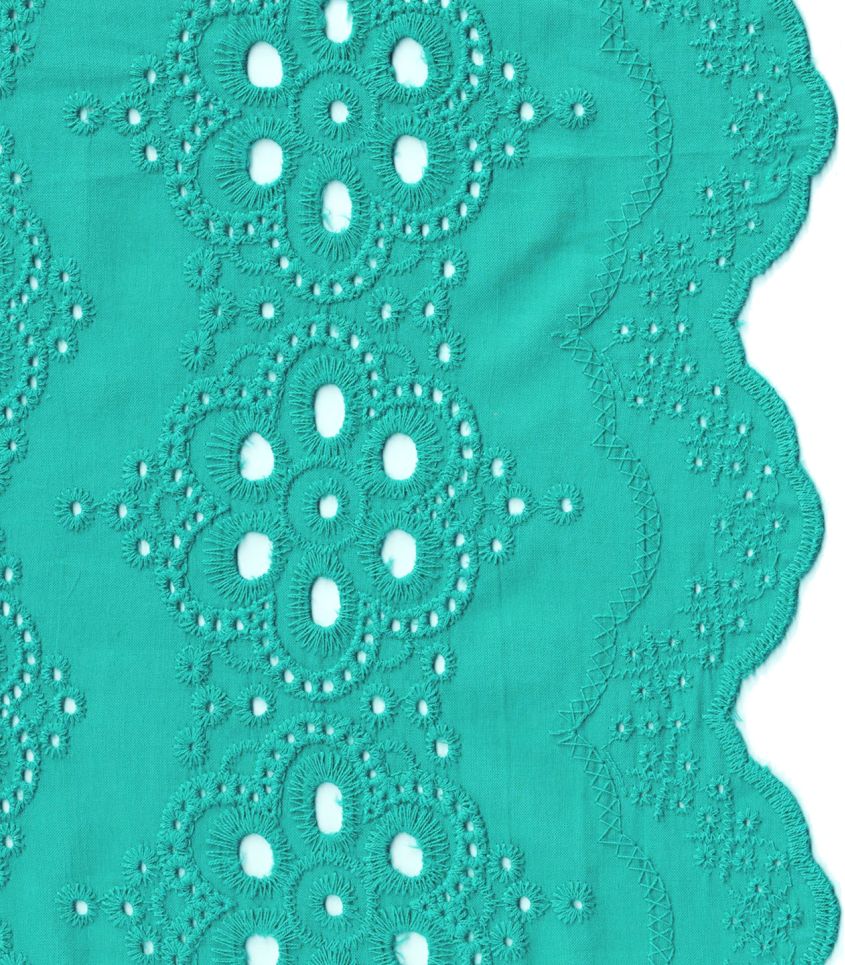 Tissu broderie anglaise festonnée - Lagon Tissu broderie anglaise festonnée - Lagon