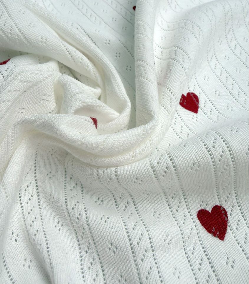 Tissu jersey pointelle - Coeur Tissu jersey pointelle - Coeur
