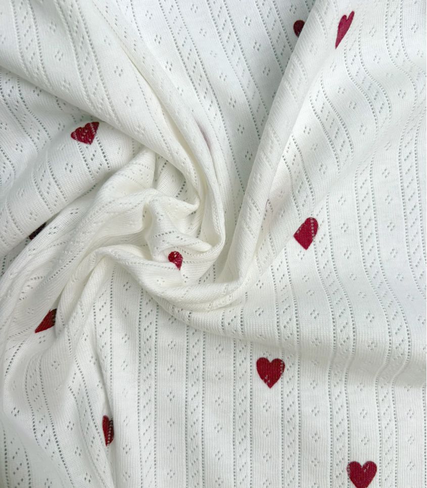 Tissu jersey pointelle - Coeur Tissu jersey pointelle - Coeur