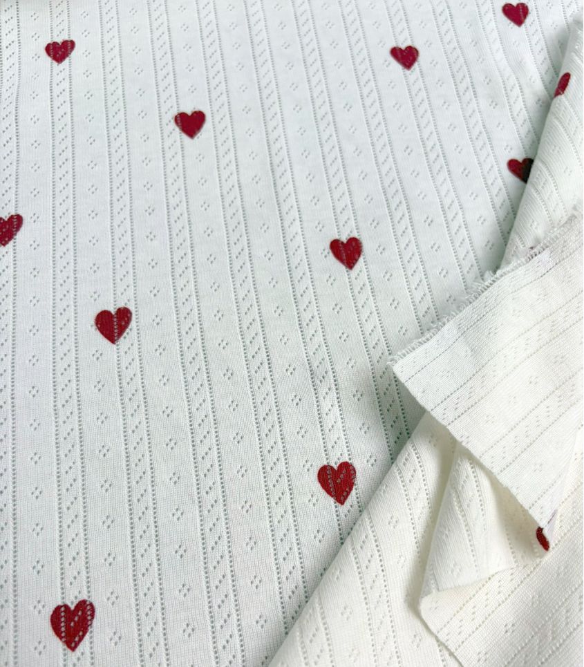Tissu jersey pointelle - Coeur Tissu jersey pointelle - Coeur