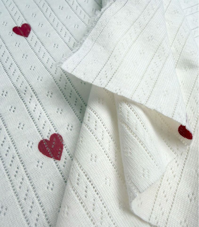 Tissu jersey pointelle - Coeur Tissu jersey pointelle - Coeur