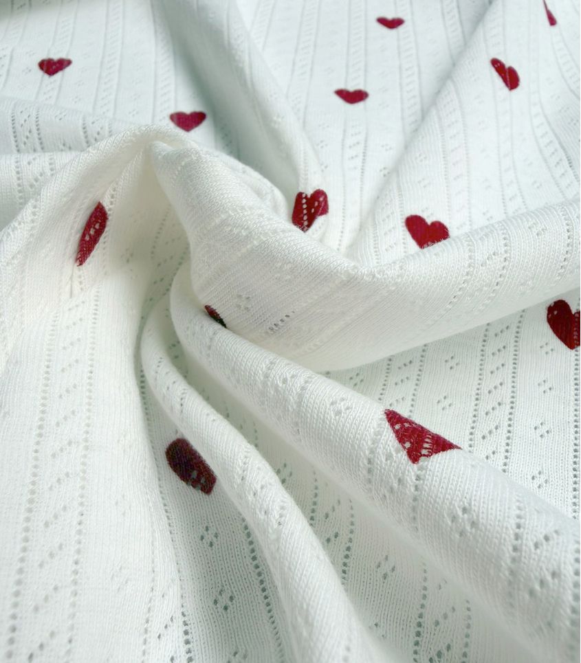 Tissu jersey pointelle - Coeur Tissu jersey pointelle - Coeur