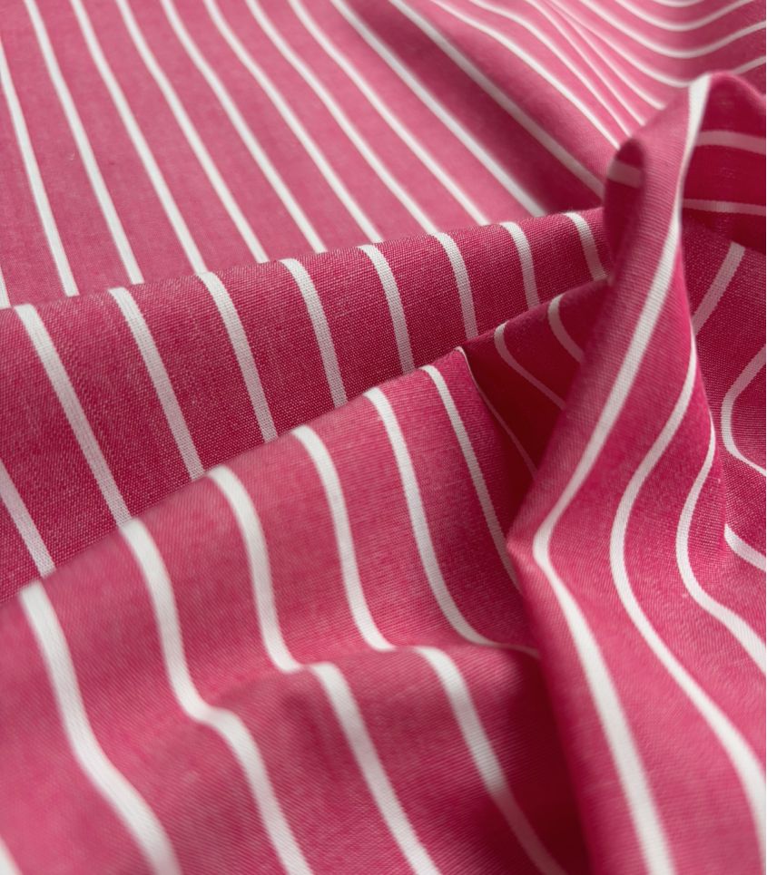 Tissu rayure chemise - Rouge